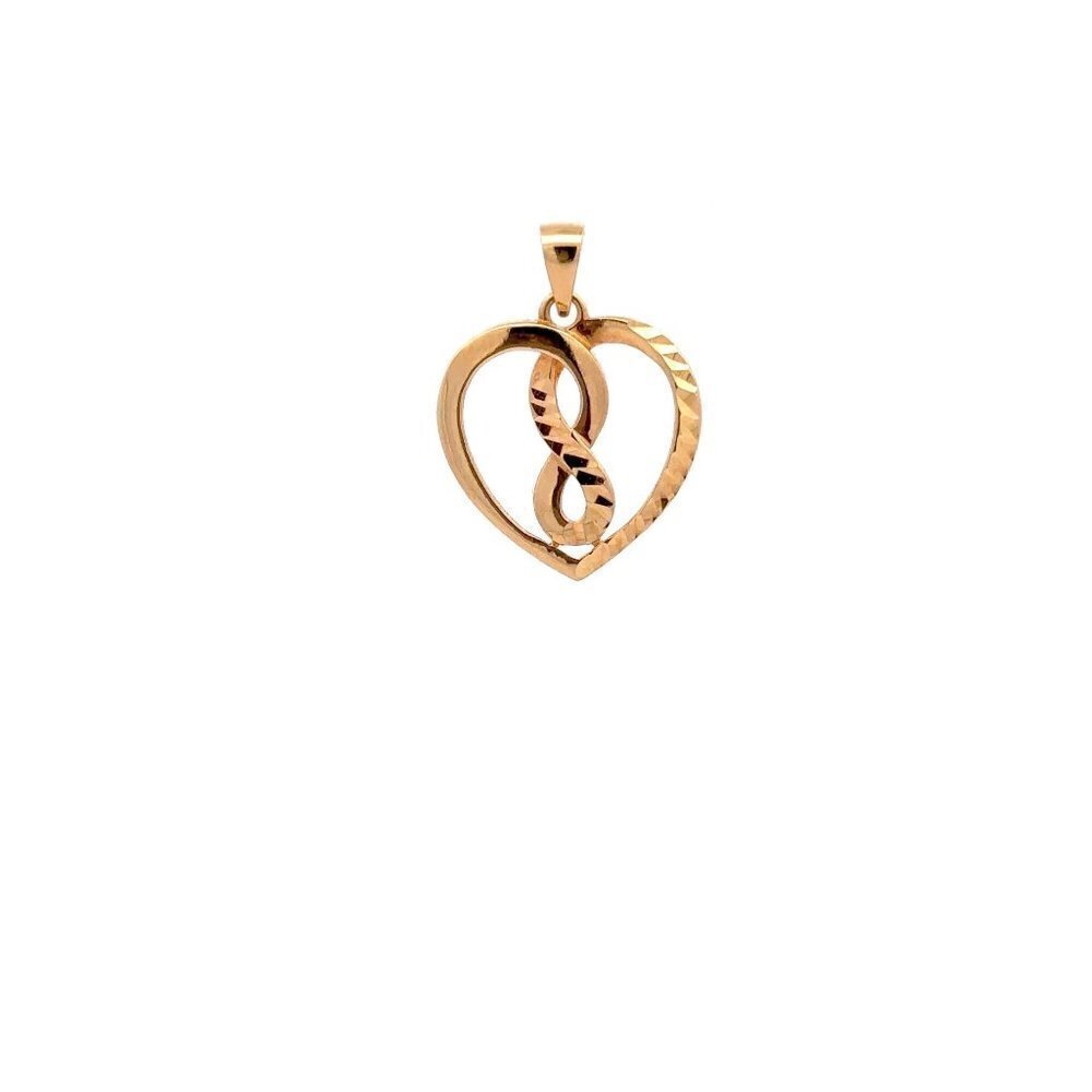 18K Gold Pendant Charm Heart Infinity
